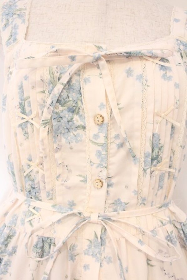 画像2: LUCKY FLOWER / Tower of Flower ティアードドレス  アイボリー×サックス O-26-04-09-006-LO-OP-IG-OS (2)