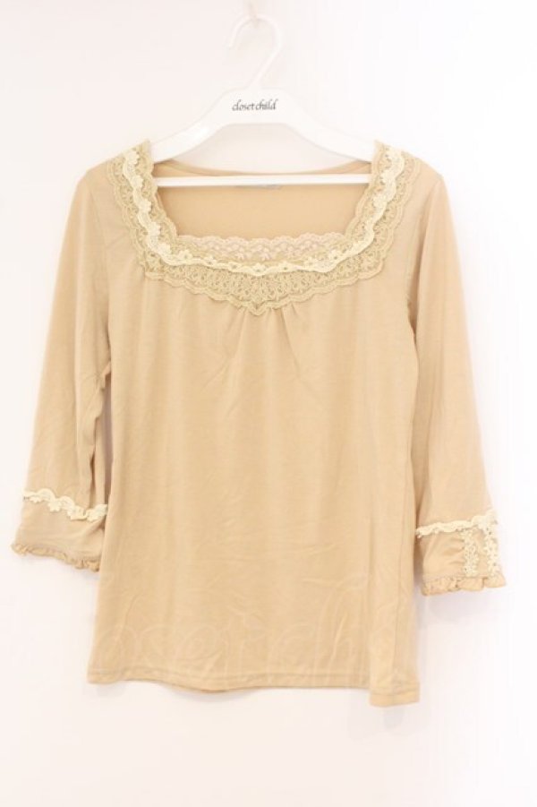 画像1: axes femme / レース配色カットソー M イエロー O-26-04-09-089-AX-TO-IG-OS (1)