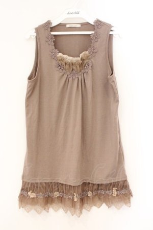 画像: axes femme / レーザーカットフリルタンクトップ  ブラウン O-26-04-09-090-AX-TO-IG-OS