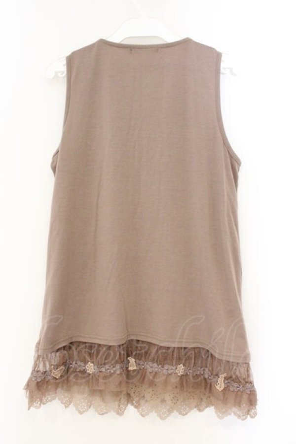 画像4: axes femme / レーザーカットフリルタンクトップ  ブラウン O-26-04-09-090-AX-TO-IG-OS (4)