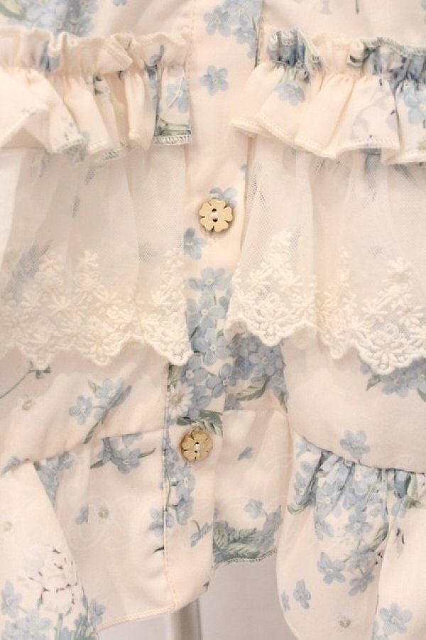 画像4: LUCKY FLOWER / Tower of Flower ティアードドレス  アイボリー×サックス O-26-04-09-006-LO-OP-IG-OS (4)