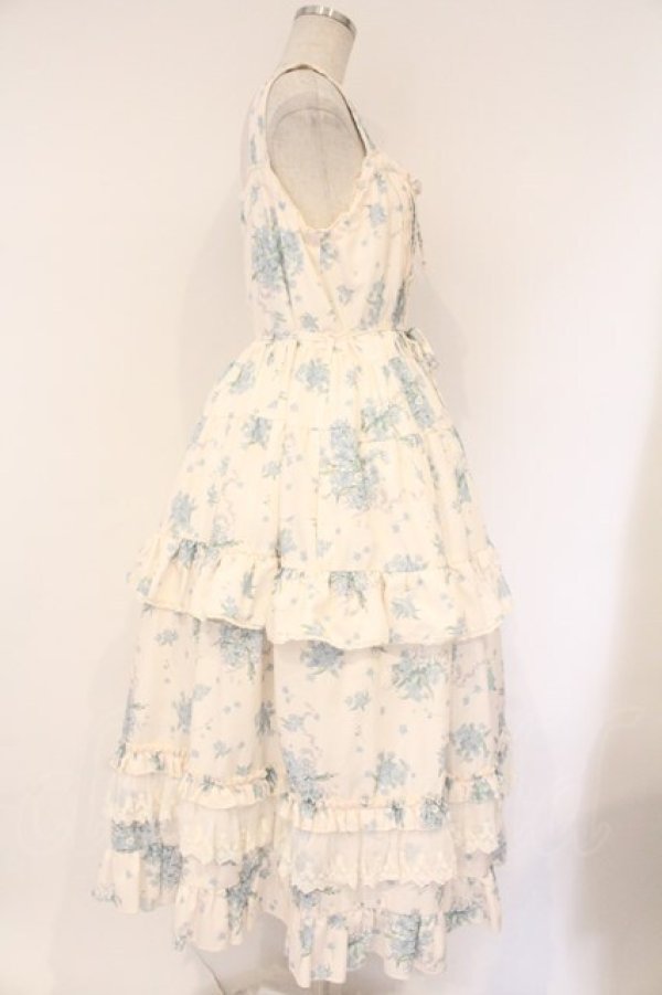画像5: LUCKY FLOWER / Tower of Flower ティアードドレス  アイボリー×サックス O-26-04-09-006-LO-OP-IG-OS (5)