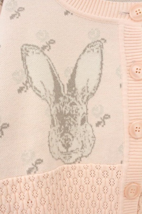 画像2: Candy Stripper / RABBIT FLOWER KNIT CARDIGAN（ラビットフラワーニットカーディガン）  ピンク O-26-04-09-013-PU-TO-IG-OS (2)