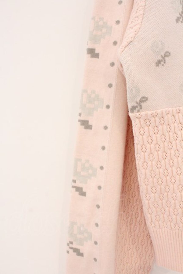 画像3: Candy Stripper / RABBIT FLOWER KNIT CARDIGAN（ラビットフラワーニットカーディガン）  ピンク O-26-04-09-013-PU-TO-IG-OS (3)