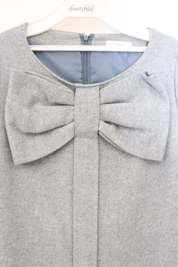 画像2: MILK / Ribbonneワンピース  サックスツィード O-26-04-09-022-ML-OP-IG-OS (2)