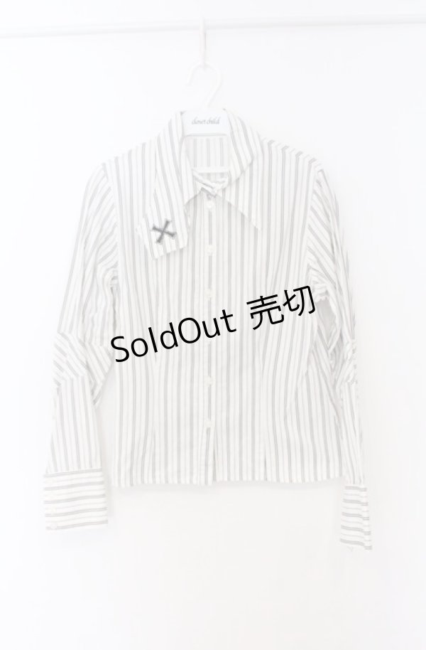 画像1: PEACE NOW / アシンメトリーカラーストライプシャツ M ホワイト O-26-04-10-001-PU-BL-YM-OS (1)