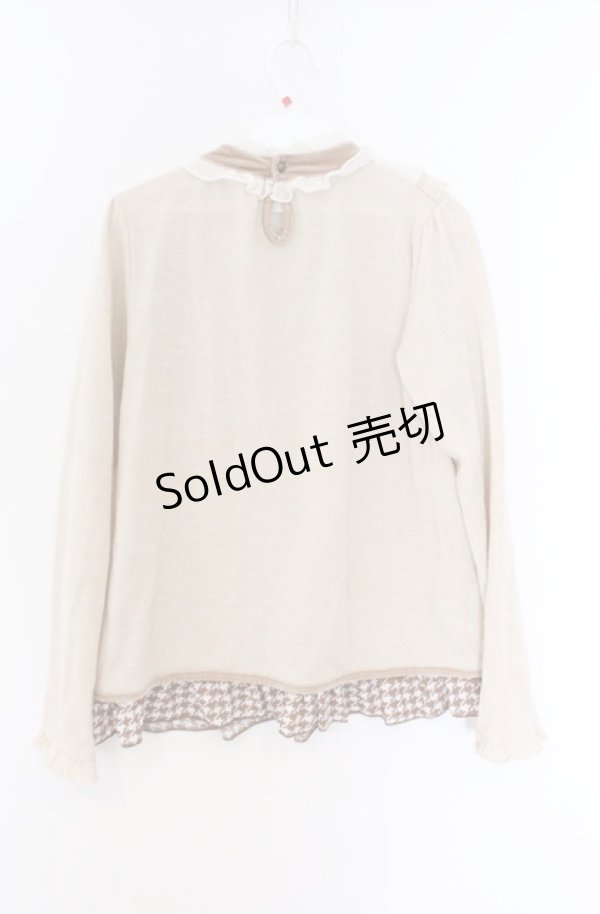 画像2: axes femme / 千鳥格子フリルレイヤード風トップス M ベージュ O-26-04-10-005-AX-TO-IG-OS (2)