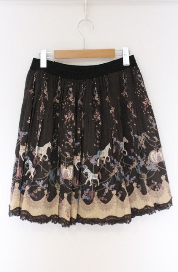 画像2: axes femme / カルーセル柄スカート  クロ O-26-04-10-039-AX-SK-IG-OS (2)