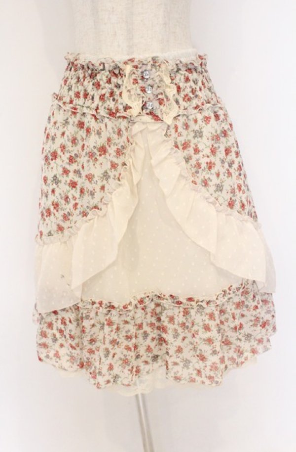 画像1: axes femme / 小花柄スカート  アイボリー O-26-04-10-041-AX-SK-IG-OS (1)