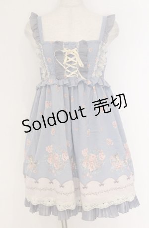 画像: axes femme / ネコ花パネル柄ベアチュニック  サックス O-26-04-10-042-AX-OP-IG-OS