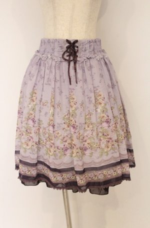画像: axes femme / 転写風花柄ハイウエストスカート  ラベンダー O-26-04-10-043-AX-SK-IG-OS
