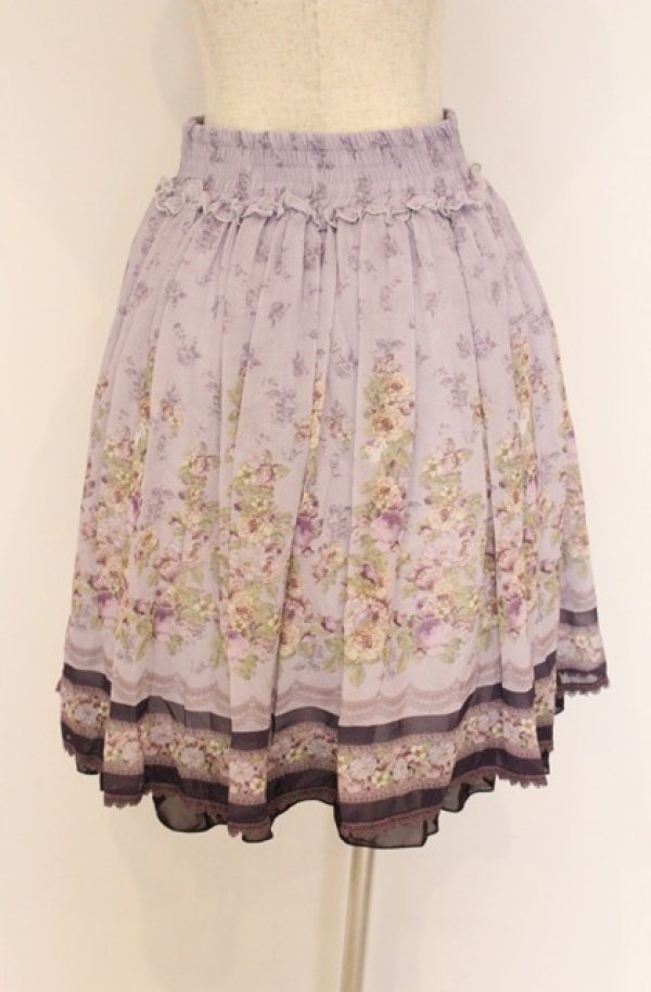 画像2: axes femme / 転写風花柄ハイウエストスカート  ラベンダー O-26-04-10-043-AX-SK-IG-OS (2)