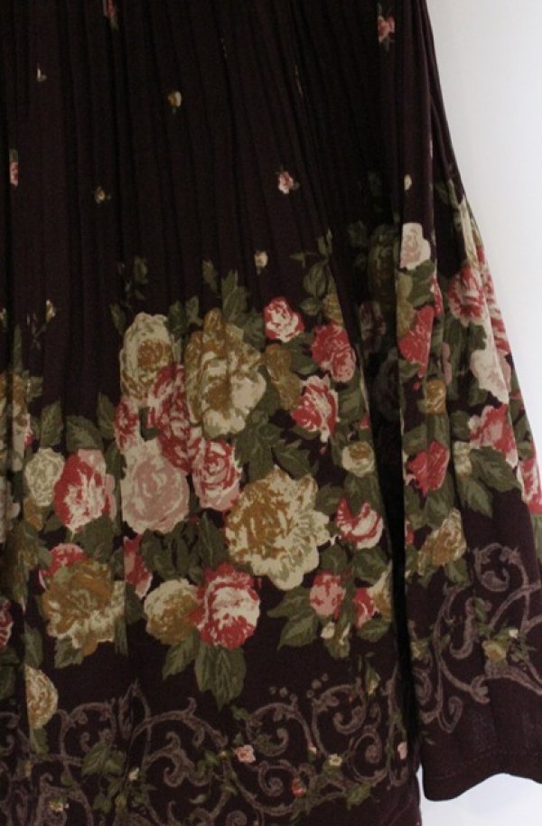 画像2: axes femme / パネル花柄スカート  ワイン O-26-04-10-045-AX-SK-IG-OS (2)