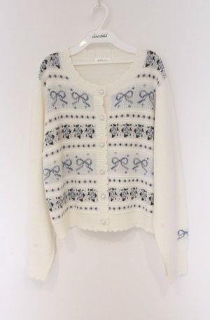 画像: melume / TT*MAKローズJQCD mikiコラボ 乙女の花園カーディガン LL シロ×ブルー O-26-04-10-047-0-TO-IG-OS