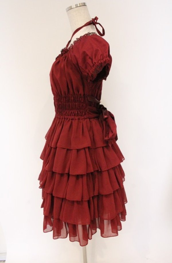 画像2: Pina sweetcollection / シフォンフリルワンピース  ワイン O-26-04-10-049-LO-OP-IG-OS (2)