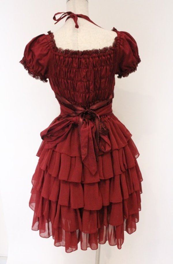 画像3: Pina sweetcollection / シフォンフリルワンピース  ワイン O-26-04-10-049-LO-OP-IG-OS (3)