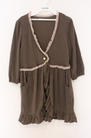 画像: axes femme / フリルニットミディボレロ  ブラウン O-26-04-10-007-AX-TO-IG-OS