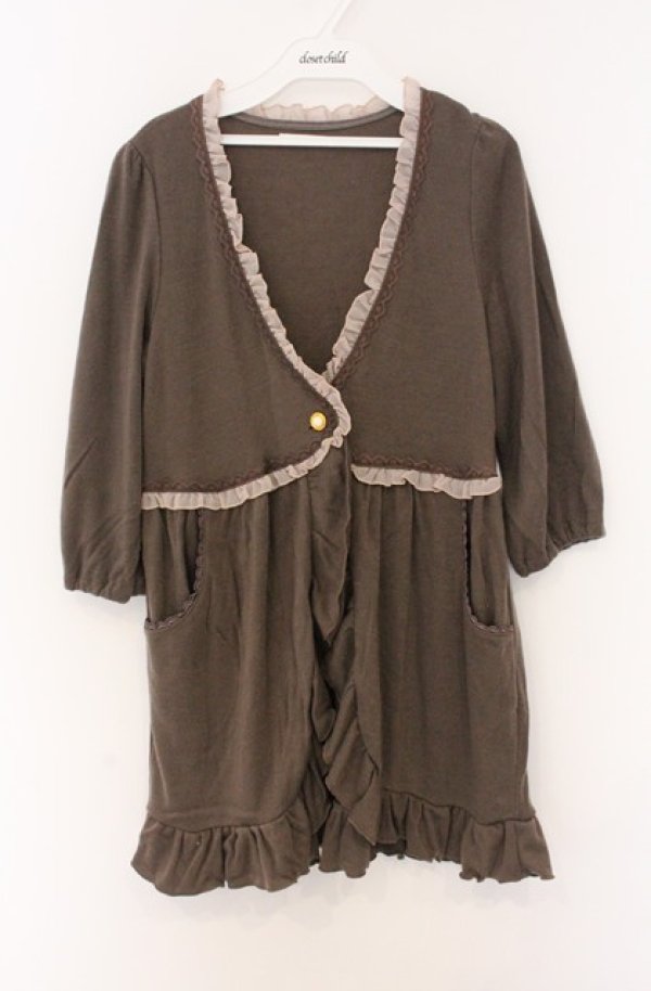 画像1: axes femme / フリルニットミディボレロ  ブラウン O-26-04-10-007-AX-TO-IG-OS (1)