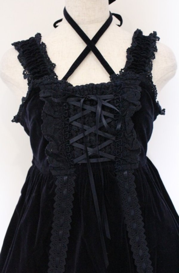 画像2: BABY,THE STARS SHINE BRIGHT / 別珍ベビードールジャンパースカート＆プリンセスドロップヘッドドレスセット  コン O-26-04-10-054-BA-OP-OW-OS (2)