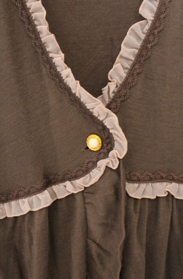 画像2: axes femme / フリルニットミディボレロ  ブラウン O-26-04-10-007-AX-TO-IG-OS (2)