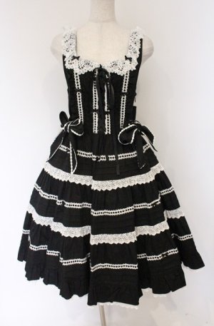 画像: BABY,THE STARS SHINE BRIGHT / Maison de Petite Rubanジャンパースカート  クロ×シロ O-26-04-10-056-BA-OP-OW-OS