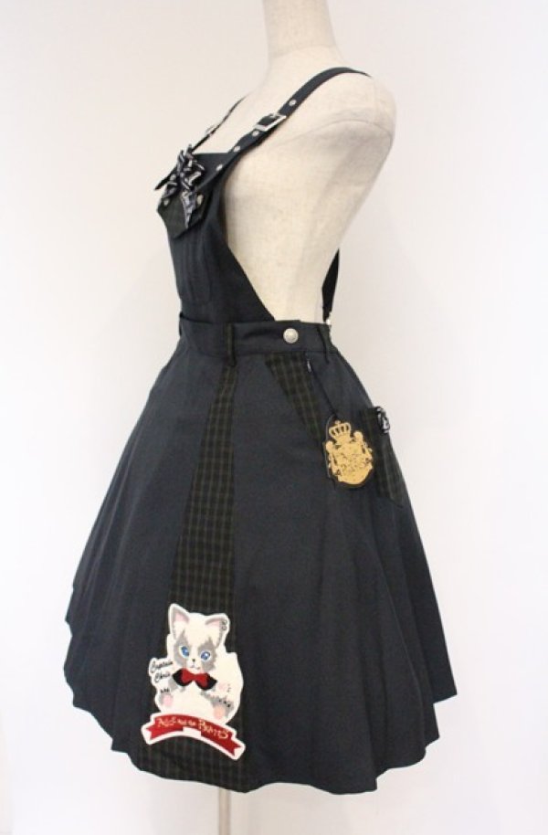 画像3: ALICE and the PIRATES / クリスのもこもこワッペンサロペットスカート  コン×グリーン O-26-04-10-058-PA-OP-OW-OS (3)