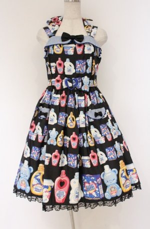 画像: Angelic Pretty / Sunny Smile Laundryジャンパースカート  クロ O-26-04-10-059-AP-OP-OW-OS