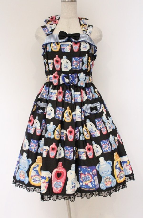 画像1: Angelic Pretty / Sunny Smile Laundryジャンパースカート  クロ O-26-04-10-059-AP-OP-OW-OS (1)