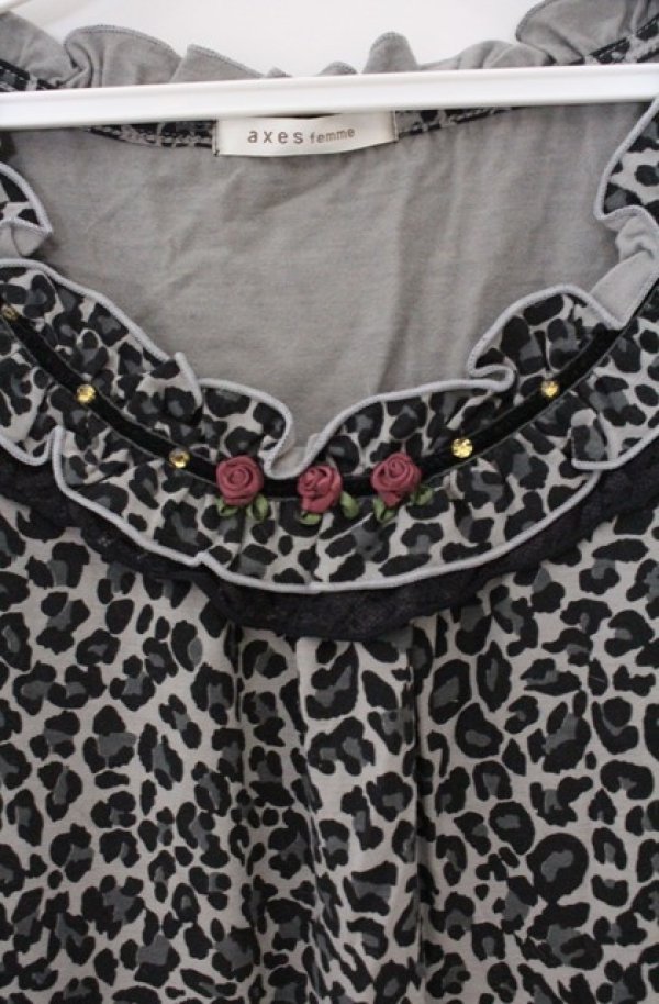 画像2: axes femme / 巻き薔薇レオパードタンク  グレー O-26-04-10-008-AX-TO-IG-OS (2)