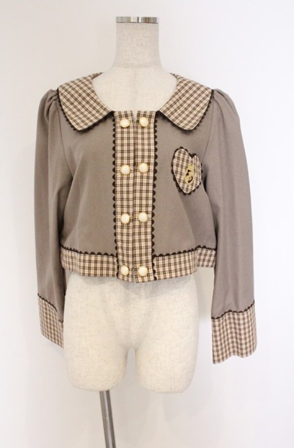 画像1: ALICE and the PIRATES / スクールガールオーバーブラウス ベージュ×ブラウン  O-26-04-10-063-PA-BL-OW-OS (1)