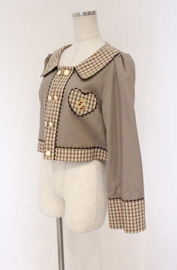 画像2: ALICE and the PIRATES / スクールガールオーバーブラウス ベージュ×ブラウン  O-26-04-10-063-PA-BL-OW-OS (2)