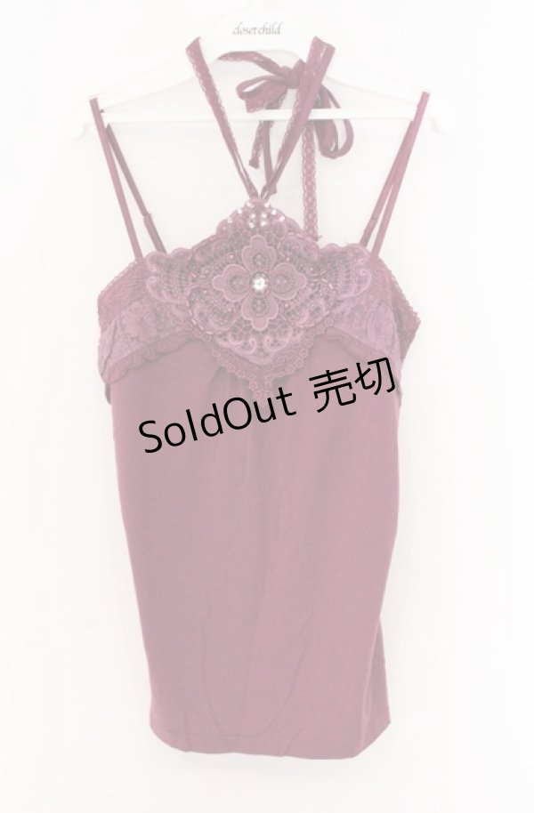 画像1: axes femme / ビーズレースホルターキャミソール M パープル O-26-04-10-009-AX-TO-IG-OS (1)