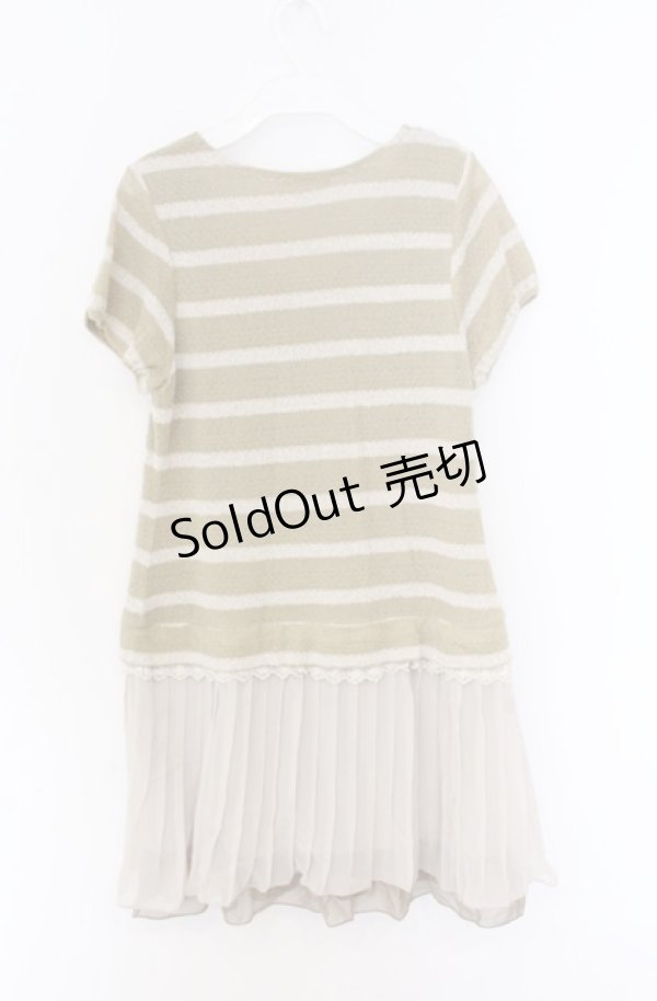 画像3: axes femme / シフォンプリーツボーダーワンピース  グリーン O-26-04-10-010-AX-TO-IG-OS (3)