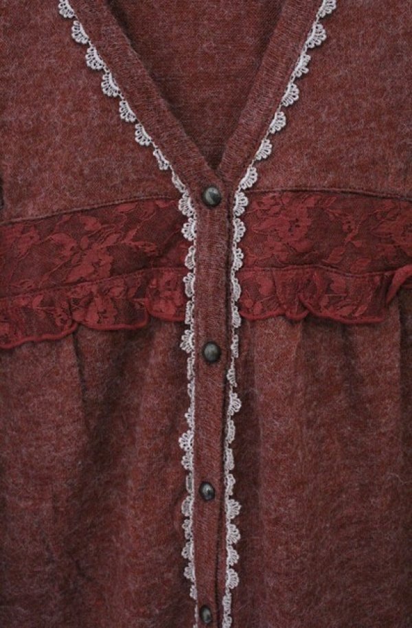 画像2: axes femme / 薔薇刺繍ニットロングカーディガン  オレンジ系 O-26-04-10-011-AX-TO-IG-OS (2)