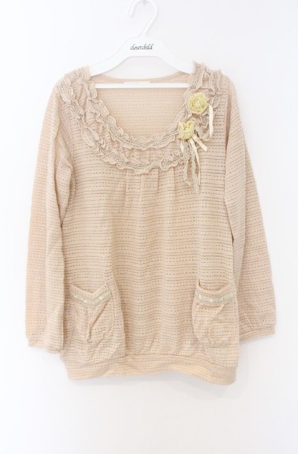 画像1: axes femme / ラメボーダーニットトップス M 生成り O-26-04-10-016-AX-TO-IG-OS (1)