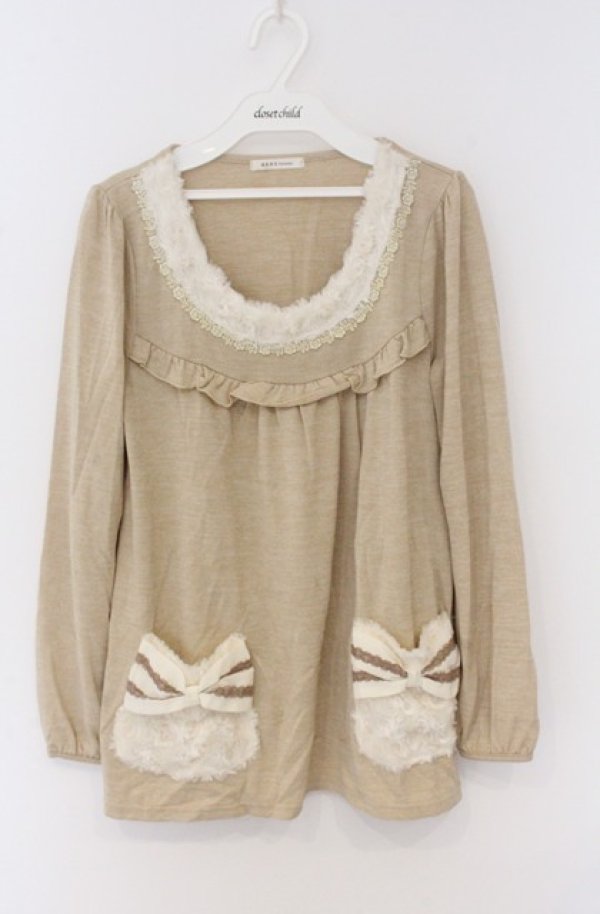 画像1: axes femme / ファー使いチュニ M ベージュ O-26-04-10-017-AX-TO-IG-OS (1)