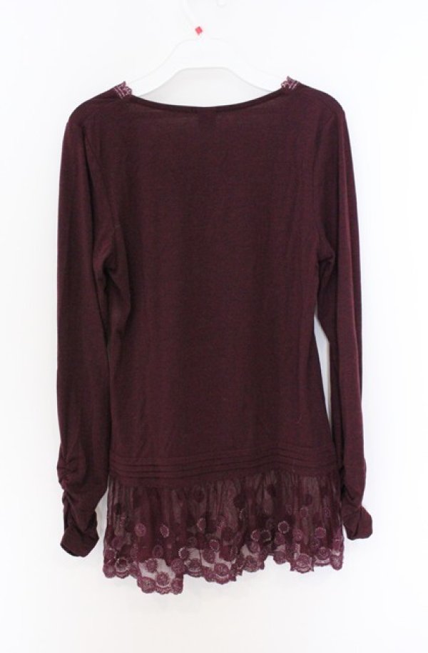 画像3: axes femme / ラメ刺繍カットソー M ワイン O-26-04-10-018-AX-TO-IG-OS (3)