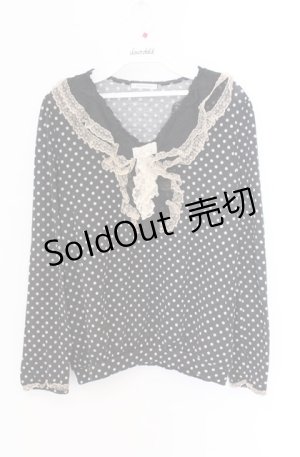 画像: axes femme / リボンレースドットカットソー M クロ O-26-04-10-020-AX-TO-IG-OS