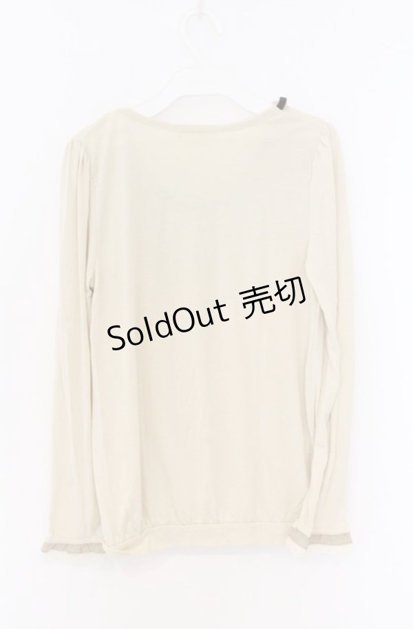 画像3: axes femme / はしごレースフロッキースカラップカットソー  アイボリー×ブラウン O-26-04-10-021-AX-TO-IG-OS (3)