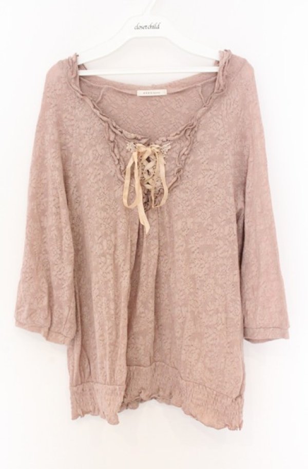 画像1: axes femme / 透かしプルオーバー M ピンクベージュ O-26-04-10-024-AX-TO-IG-OS (1)