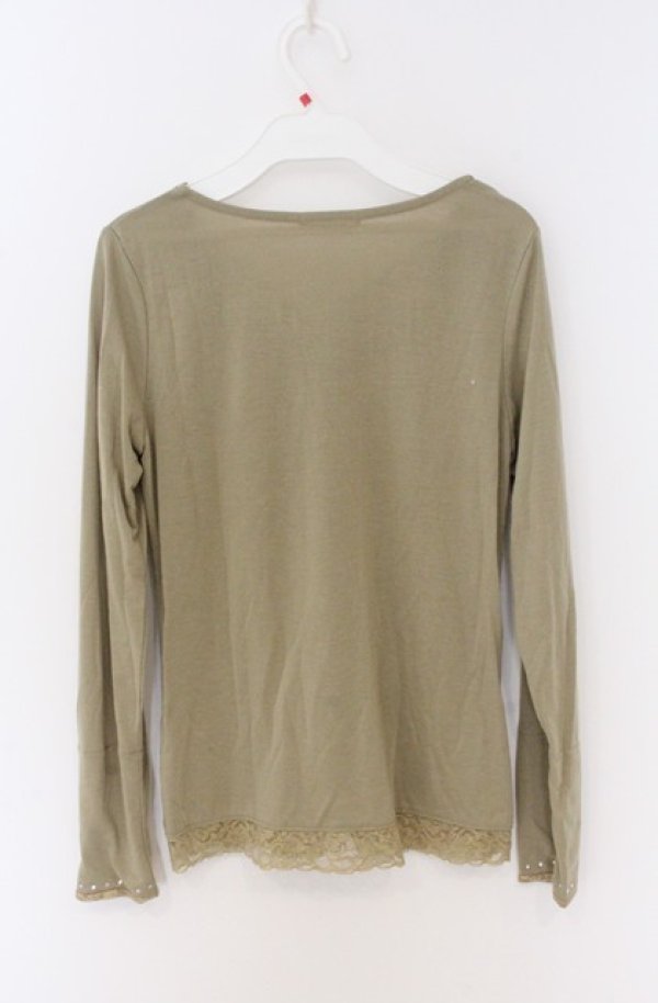 画像2: axes femme / /レース切替リブプルオーバー  グリーン O-26-04-10-026-AX-TO-IG-OS (2)