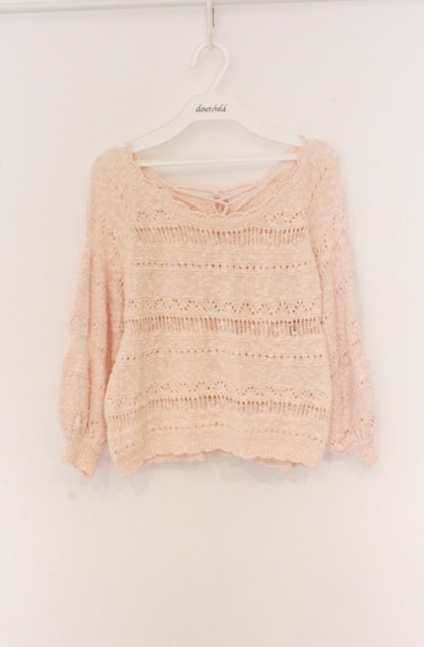 画像1: LIZ LISA / 透かし編みドルマントップス  ピンク O-26-04-10-028-LO-TO-IG-OS (1)