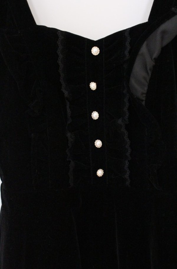 画像2: Honey Cinnamon / ベロアフリルジャンスカ  クロ O-26-04-10-032-LO-OP-IG-OS (2)