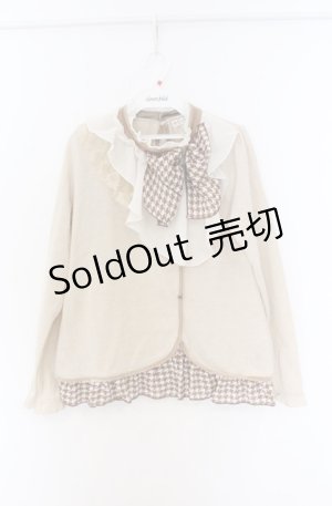 画像: axes femme / 千鳥格子フリルレイヤード風トップス M ベージュ O-26-04-10-005-AX-TO-IG-OS