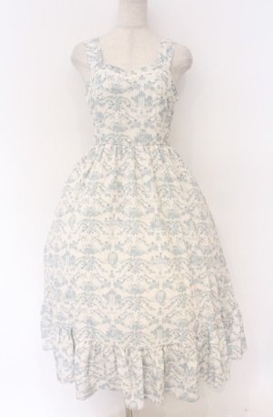 画像: m petit by misako / ニナスコラボ トワルドジュイジャンパースカート M オフシロ×ブルー O-26-04-10-036-LO-OP-IG-OS