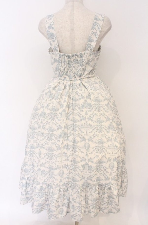 画像3: m petit by misako / ニナスコラボ トワルドジュイジャンパースカート M オフシロ×ブルー O-26-04-10-036-LO-OP-IG-OS (3)