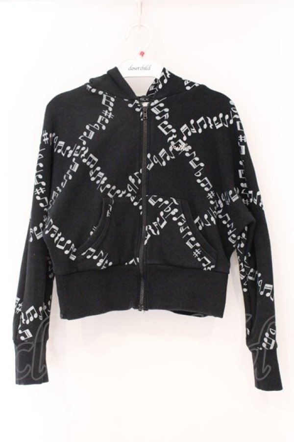 画像1: MILK / 音符柄パーカー  クロ O-26-04-11-001-ML-TO-IG-OS (1)