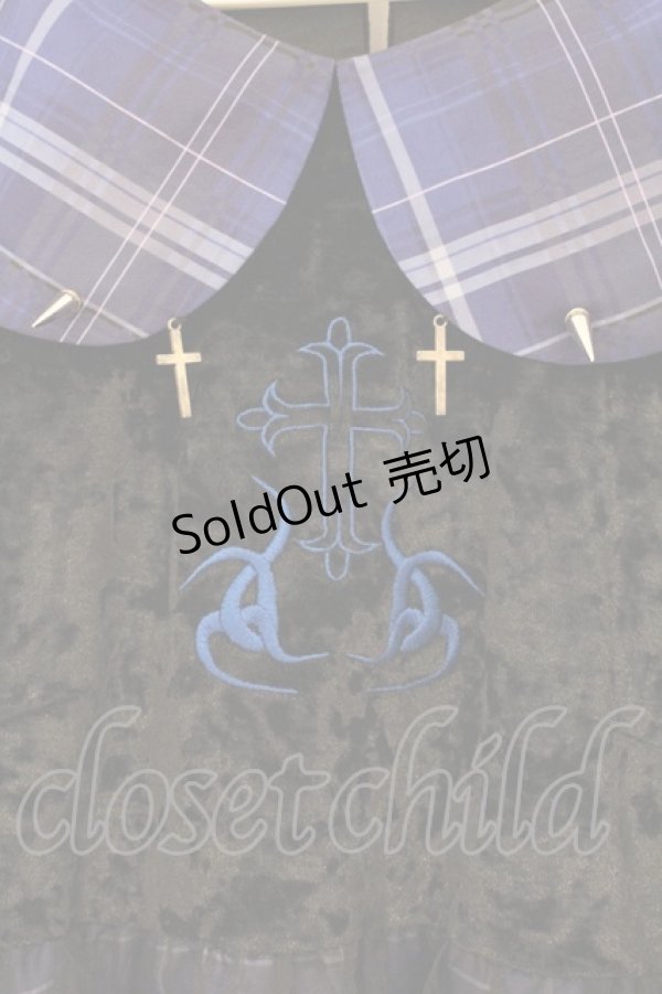 画像2: BLOOD SUPPLY（海外ブランド） / 異素材レイヤードチェックワンピース  ブラック×パープル O-26-04-11-032-GO-OP-IG-OS (2)