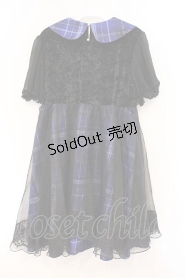 画像4: BLOOD SUPPLY（海外ブランド） / 異素材レイヤードチェックワンピース  ブラック×パープル O-26-04-11-032-GO-OP-IG-OS (4)