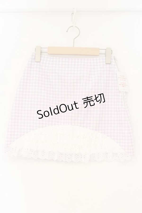 画像1: Katie / レース切り替えギンガムスカート XS ラベンダー O-26-04-11-036-LO-SK-YM-OS (1)